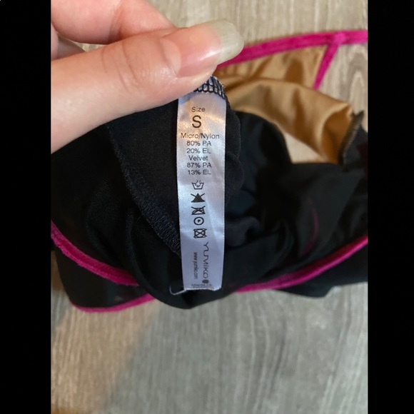 SOLD!!! Yumiko Leotard - Pink Velvet and Black Microfiber, Fiona Mesh, Women’s S - Picture 3 of 3